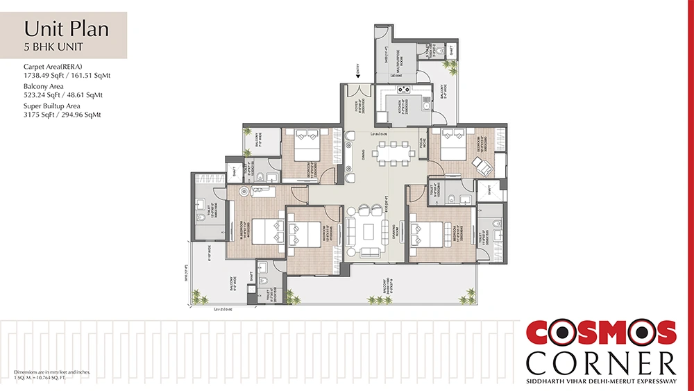 5 BHK 3175 Sq.Ft floor plan
